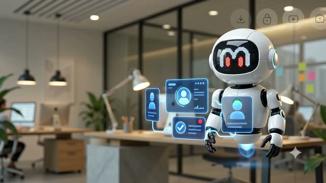 The MüşteriBul digital assistant managing business development workflows in a modern office